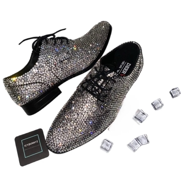Men’s Crystal Diamonds Lace Up Loafers All Sizes New main image 6